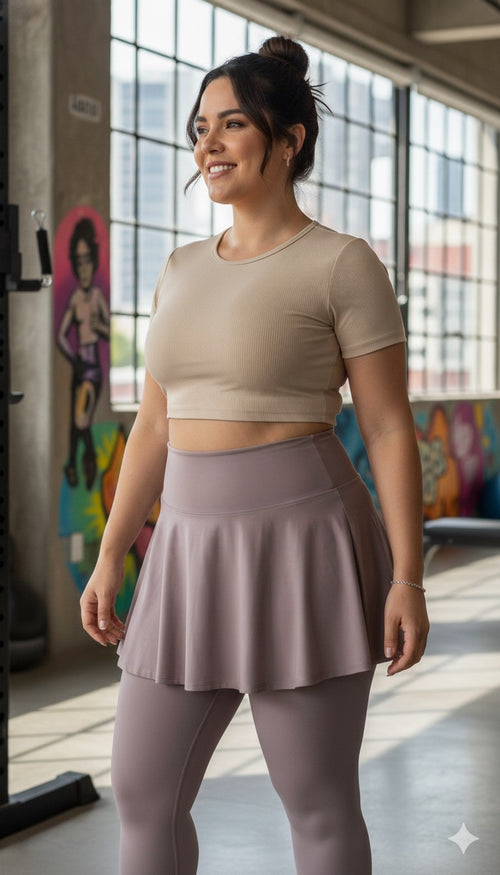 ACTIVE SKORT RIB MAUVE